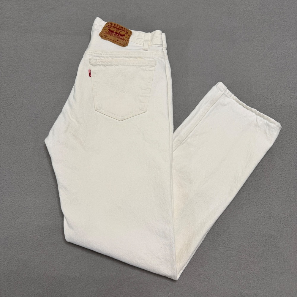 Vintage Levis 501 Jeans Mens 34x32 White Made in USA Straight Leg Button Fly *